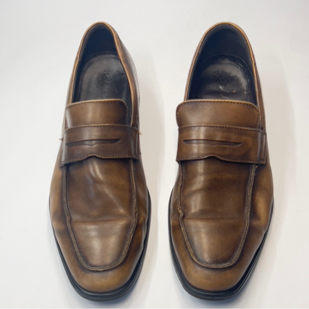 ECCO Men’s Size 11 Brown Tan Slip On Penny Leather Loafer - Picture 3 of 7